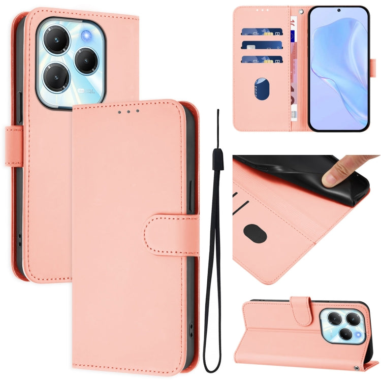 Skin Feel Solid Color Leather Phone Case with Lanyard, For Infinix Note 40 4G, For Infinix Hot 40 4G