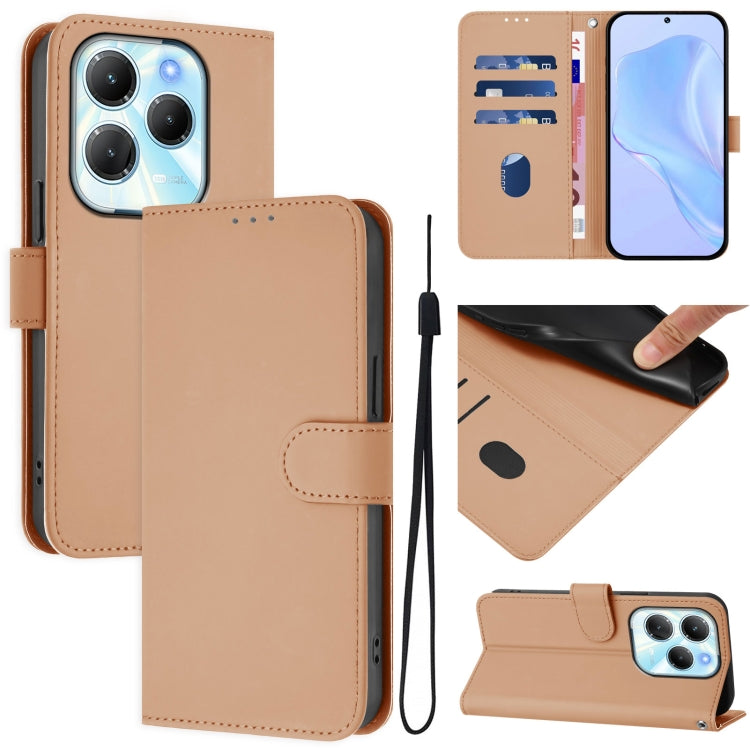 Skin Feel Solid Color Leather Phone Case with Lanyard, For Infinix Note 40 4G, For Infinix Hot 40 4G