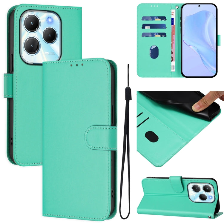 Skin Feel Solid Color Leather Phone Case with Lanyard, For Infinix Note 40 4G, For Infinix Hot 40 4G
