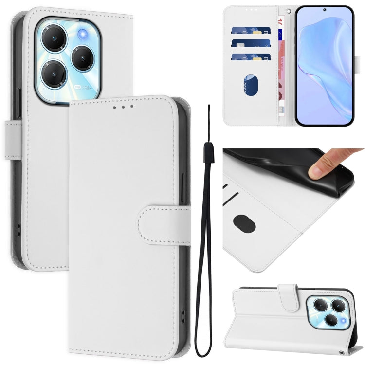 Skin Feel Solid Color Leather Phone Case with Lanyard, For Infinix Note 40 4G, For Infinix Hot 40 4G