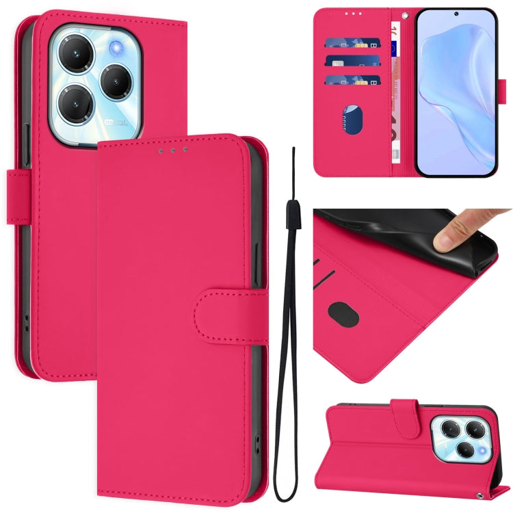 Skin Feel Solid Color Leather Phone Case with Lanyard, For Infinix Note 40 4G, For Infinix Hot 40 4G
