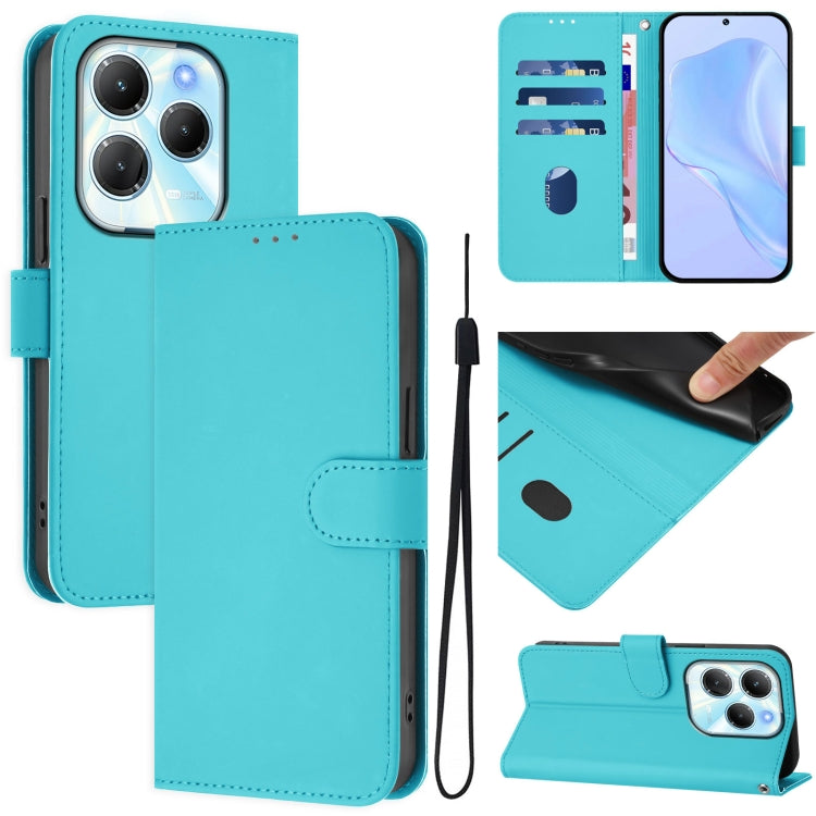 Skin Feel Solid Color Leather Phone Case with Lanyard, For Infinix Note 40 4G, For Infinix Hot 40 4G
