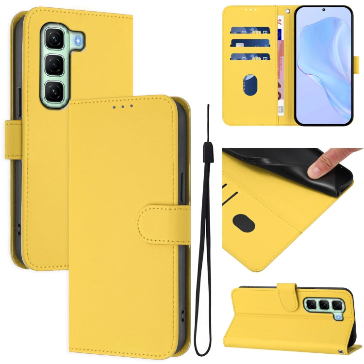 Skin Feel Solid Color Leather Phone Case with Lanyard, For Infinix Hot 50 Pro+ 4G, For Infinix Hot 50 4G
