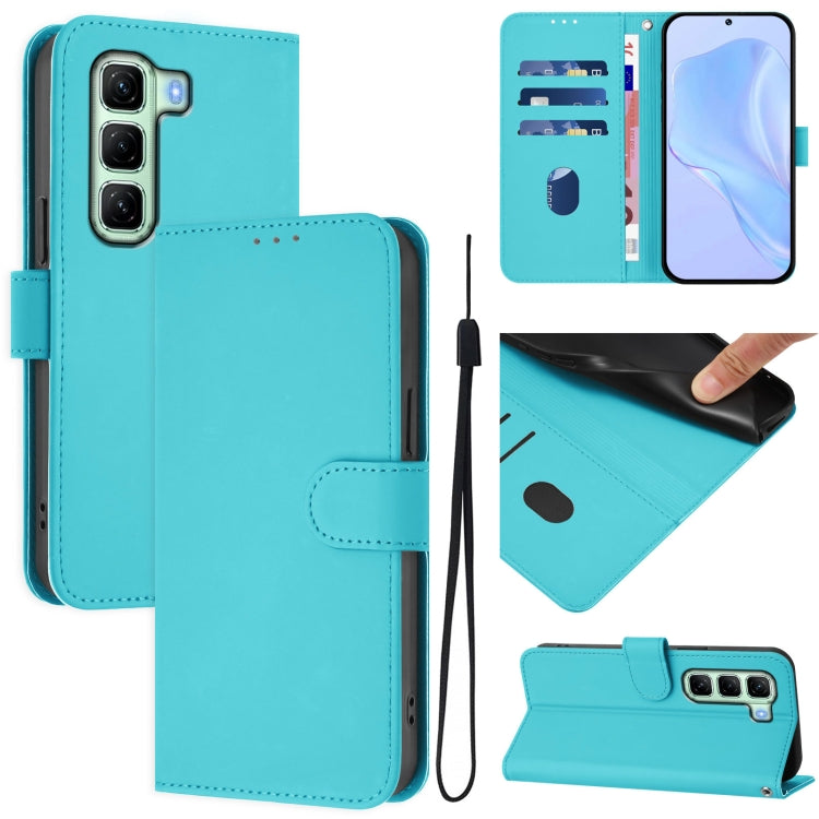Skin Feel Solid Color Leather Phone Case with Lanyard, For Infinix Hot 50 Pro+ 4G, For Infinix Hot 50 4G