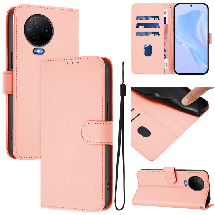 Skin Feel Solid Color Leather Phone Case with Lanyard, For Infinix Zero 20, For Infinix Note 12 2023 4G
