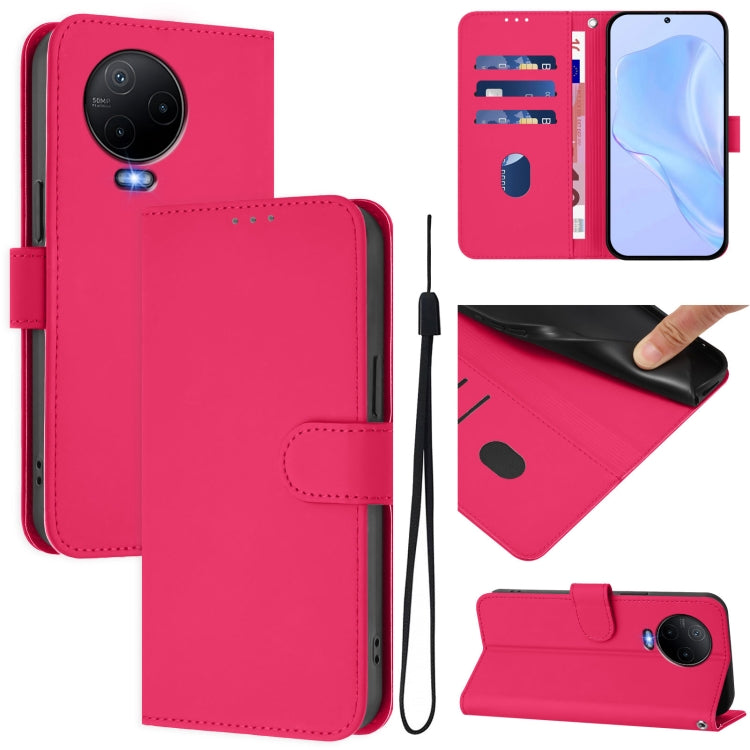 Skin Feel Solid Color Leather Phone Case with Lanyard, For Infinix Zero 20, For Infinix Note 12 2023 4G