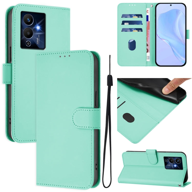 Skin Feel Solid Color Leather Phone Case with Lanyard, For Infinix Smart 6 / 6 Plus, For Infinix Note 12 Pro 5G