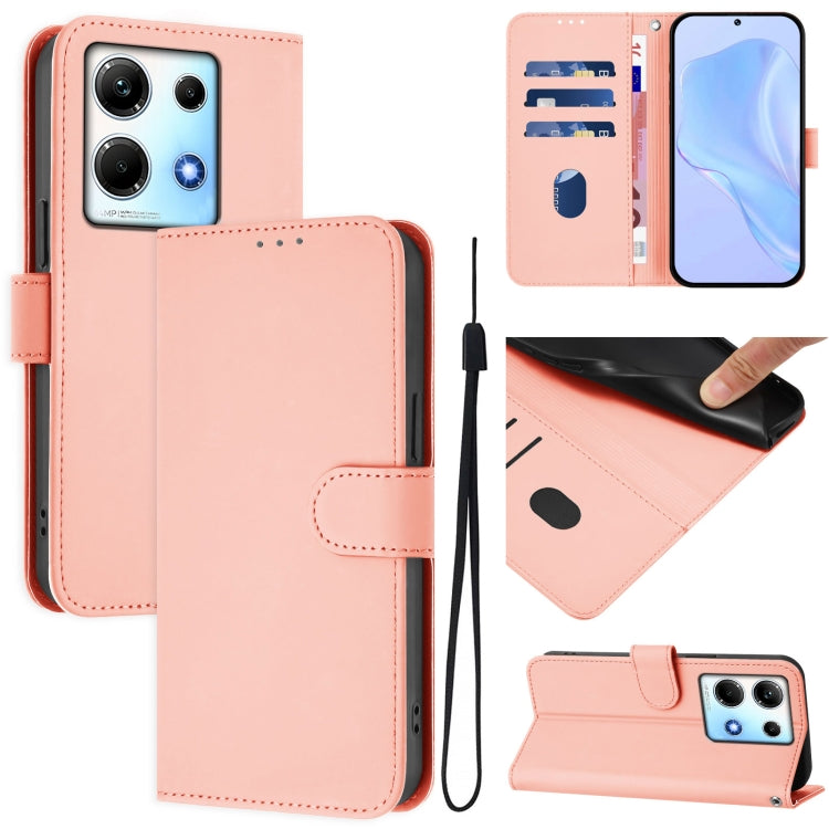 Skin Feel Solid Color Leather Phone Case with Lanyard, For Infinix Smart 7 India, For Infinix Note 30 4G / 5G