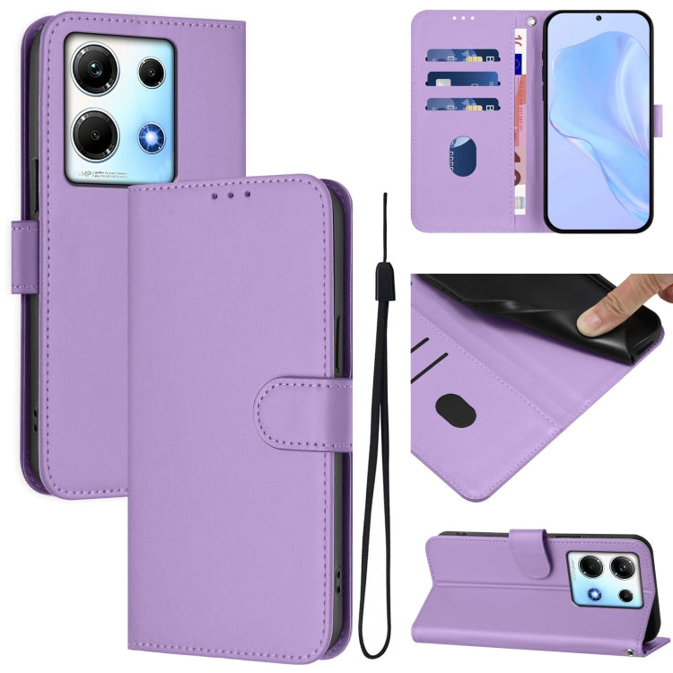 Skin Feel Solid Color Leather Phone Case with Lanyard, For Infinix Smart 7 India, For Infinix Note 30 4G / 5G