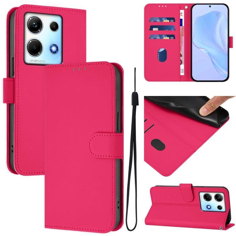 Skin Feel Solid Color Leather Phone Case with Lanyard, For Infinix Smart 7 India, For Infinix Note 30 4G / 5G