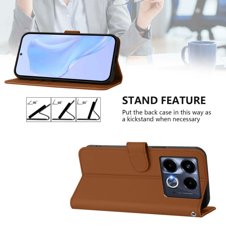 Skin Feel Solid Color Leather Phone Case with Lanyard, For Infinix Note 40 4G, For Infinix Hot 40 4G