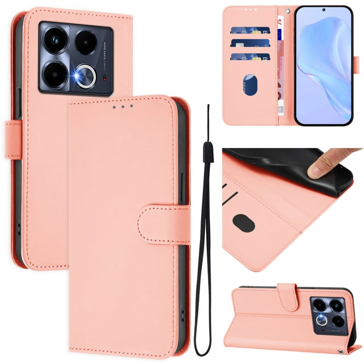 Skin Feel Solid Color Leather Phone Case with Lanyard, For Infinix Note 40X 5G, For Infinix Note 40 5G