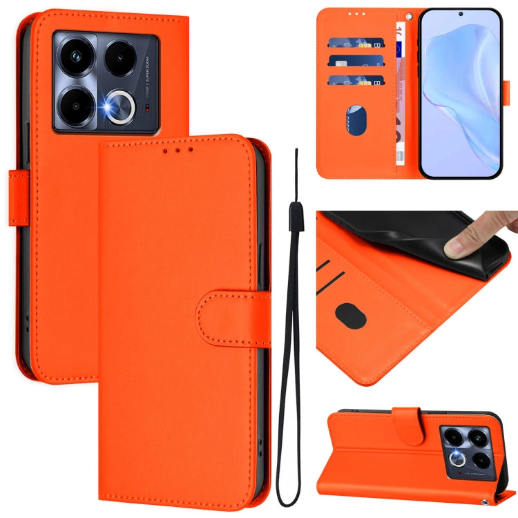 Skin Feel Solid Color Leather Phone Case with Lanyard, For Infinix Note 40X 5G, For Infinix Note 40 5G