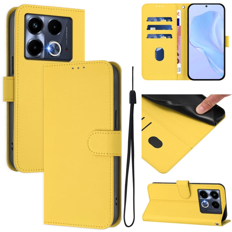 Skin Feel Solid Color Leather Phone Case with Lanyard, For Infinix Note 40X 5G, For Infinix Note 40 5G