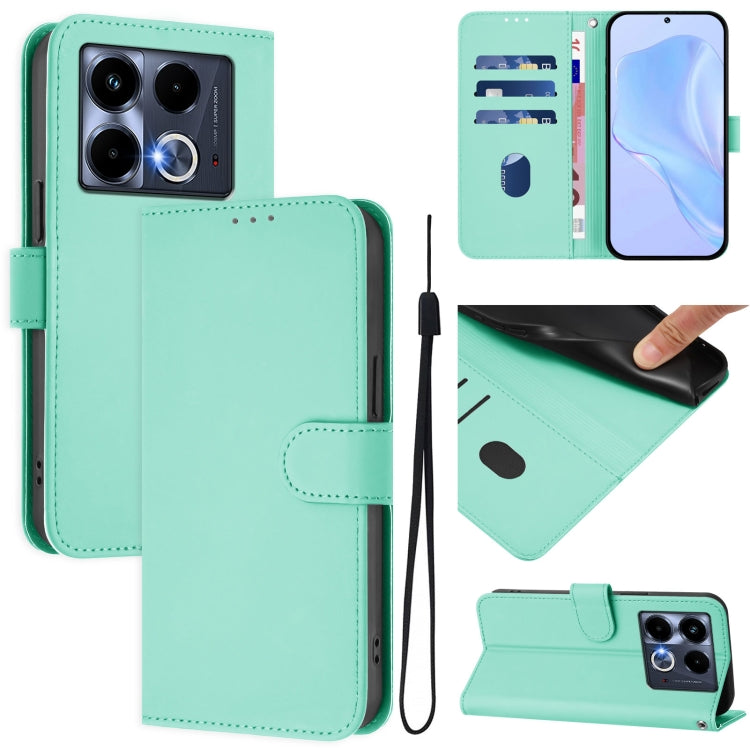 Skin Feel Solid Color Leather Phone Case with Lanyard, For Infinix Note 40X 5G, For Infinix Note 40 5G
