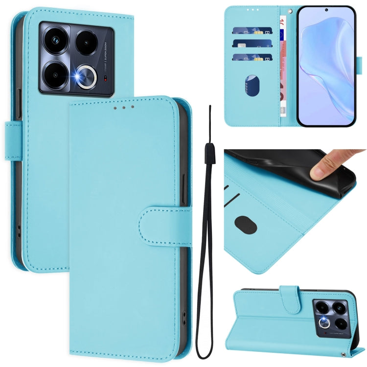 Skin Feel Solid Color Leather Phone Case with Lanyard, For Infinix Note 40X 5G, For Infinix Note 40 5G