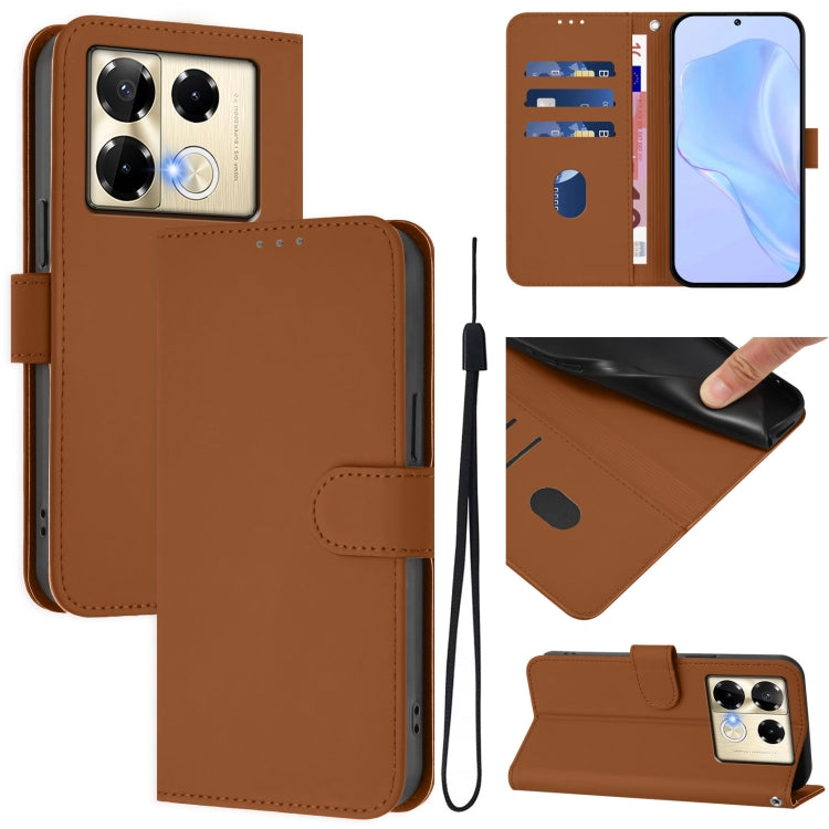 Skin Feel Solid Color Leather Phone Case with Lanyard, For Infinix GT 20 Pro 5G, For Infinix Note 40 Pro 4G