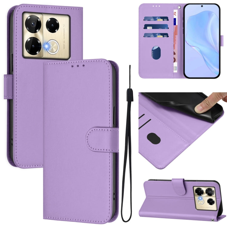 Skin Feel Solid Color Leather Phone Case with Lanyard, For Infinix GT 20 Pro 5G, For Infinix Note 40 Pro 4G