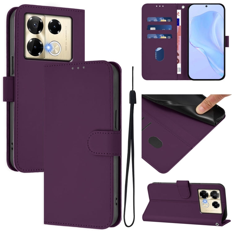 Skin Feel Solid Color Leather Phone Case with Lanyard, For Infinix GT 20 Pro 5G, For Infinix Note 40 Pro 4G