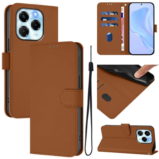 Skin Feel Solid Color Leather Phone Case with Lanyard, For Infinix Note 40X 5G, For Infinix Note 40 5G