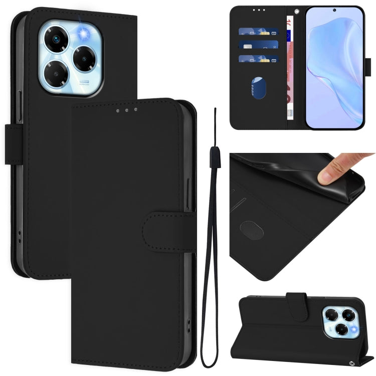 Skin Feel Solid Color Leather Phone Case with Lanyard, For Infinix Note 40X 5G, For Infinix Note 40 5G