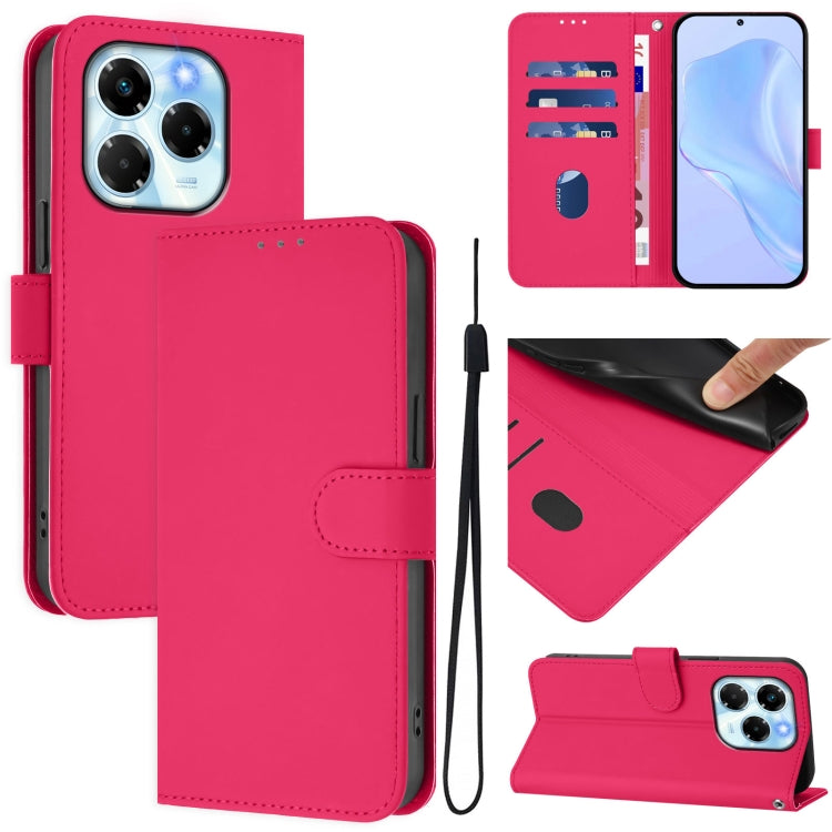 Skin Feel Solid Color Leather Phone Case with Lanyard, For Infinix Note 40X 5G, For Infinix Note 40 5G