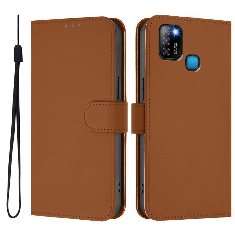 Skin Feel Solid Color Leather Phone Case with Lanyard, For Infinix Smart 5, For Infinix Hot 10