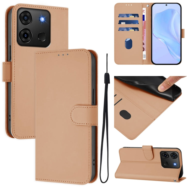 Skin Feel Solid Color Leather Phone Case with Lanyard, For Infinix Smart 7 India, For Infinix Note 30 4G / 5G