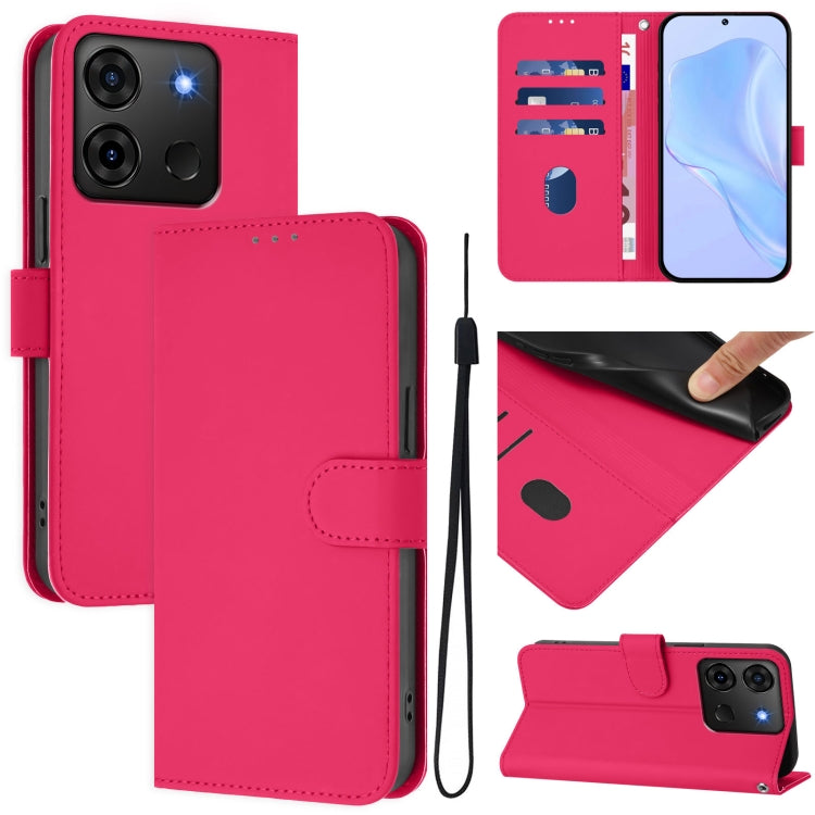 Skin Feel Solid Color Leather Phone Case with Lanyard, For Infinix Smart 7 India, For Infinix Note 30 4G / 5G