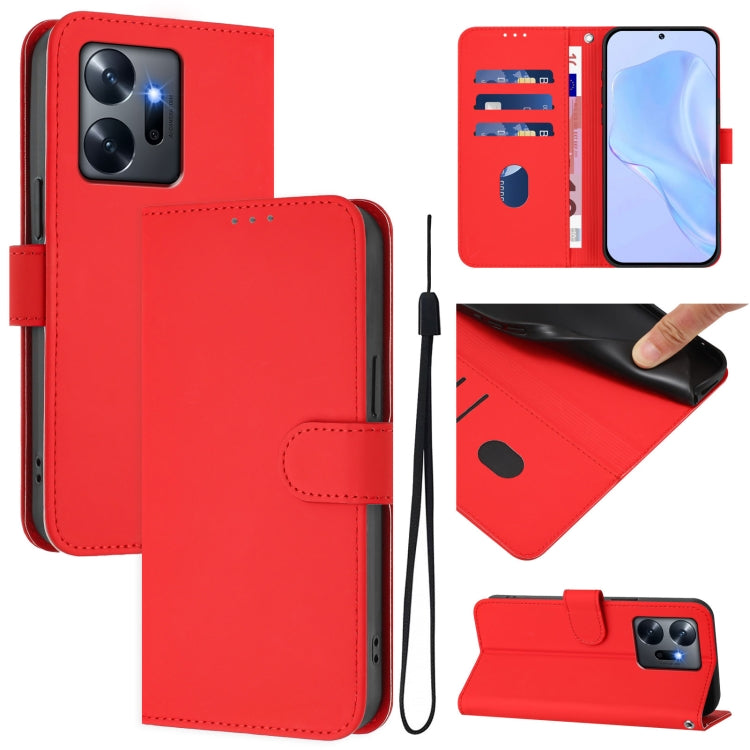 Skin Feel Solid Color Leather Phone Case with Lanyard, For Infinix Zero 20, For Infinix Note 12 2023 4G