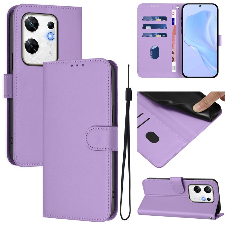 Skin Feel Solid Color Leather Phone Case with Lanyard, For Infinix Zero 30 4G, For Infinix Zero 30 5G