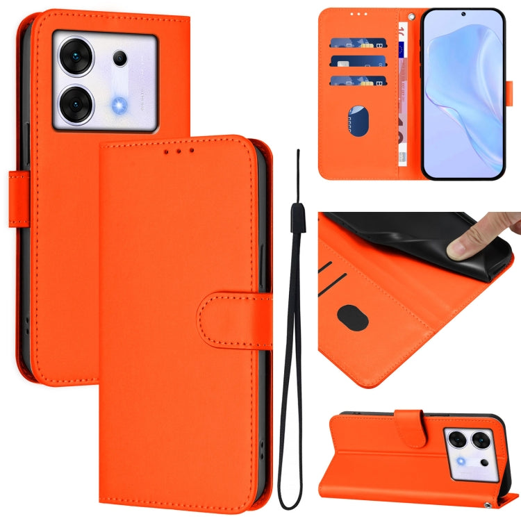 Skin Feel Solid Color Leather Phone Case with Lanyard, For Infinix Zero 30 4G, For Infinix Zero 30 5G