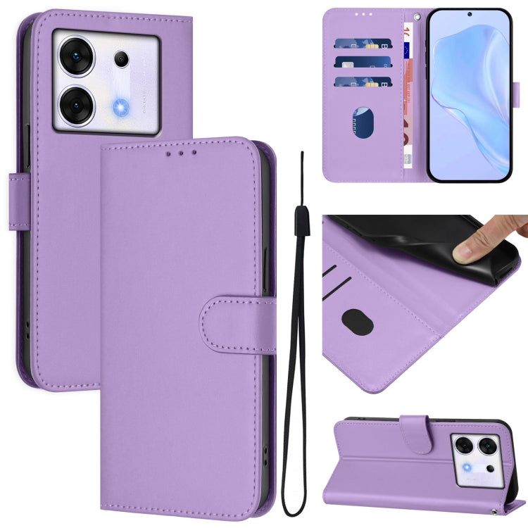 Skin Feel Solid Color Leather Phone Case with Lanyard, For Infinix Zero 30 4G, For Infinix Zero 30 5G