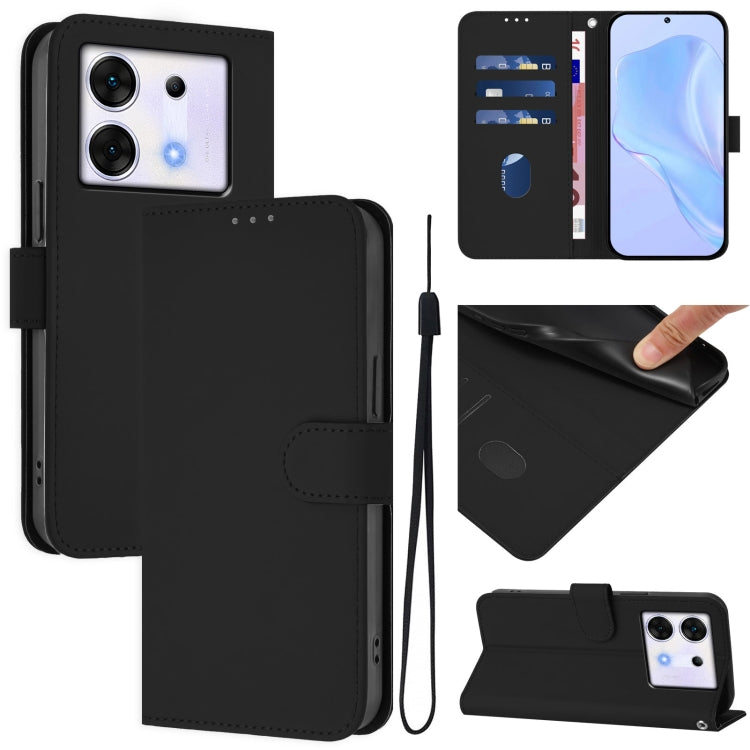 Skin Feel Solid Color Leather Phone Case with Lanyard, For Infinix Zero 30 4G, For Infinix Zero 30 5G