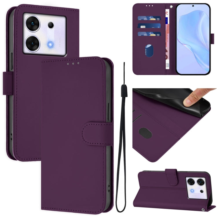 Skin Feel Solid Color Leather Phone Case with Lanyard, For Infinix Zero 30 4G, For Infinix Zero 30 5G