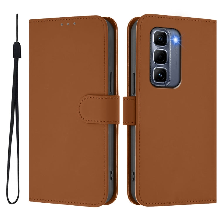 Skin Feel Solid Color Leather Phone Case with Lanyard, For Infinix Hot 50 Pro+ 4G, For Infinix Hot 50 4G