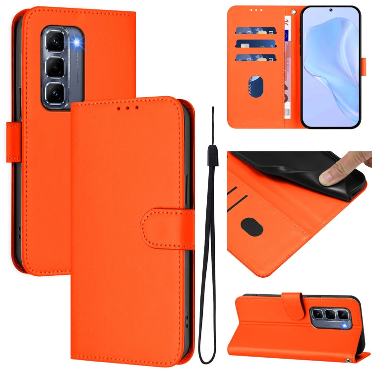 Skin Feel Solid Color Leather Phone Case with Lanyard, For Infinix Hot 50 Pro+ 4G, For Infinix Hot 50 4G