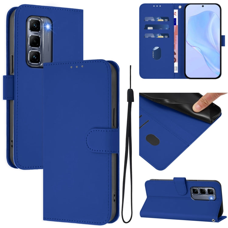 Skin Feel Solid Color Leather Phone Case with Lanyard, For Infinix Hot 50 Pro+ 4G, For Infinix Hot 50 4G