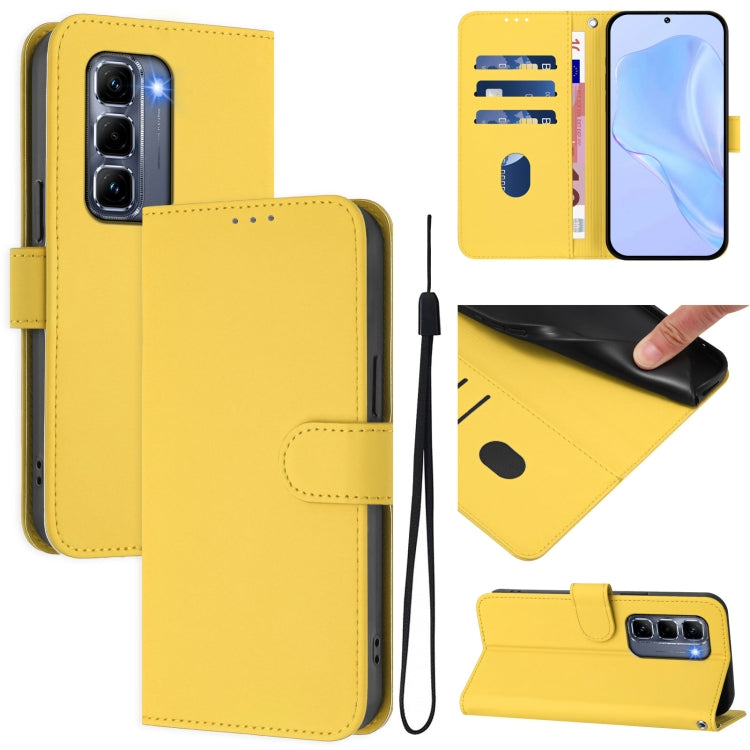 Skin Feel Solid Color Leather Phone Case with Lanyard, For Infinix Hot 50 Pro+ 4G, For Infinix Hot 50 4G