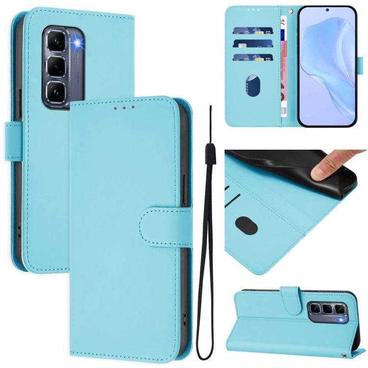 Skin Feel Solid Color Leather Phone Case with Lanyard, For Infinix Hot 50 Pro+ 4G, For Infinix Hot 50 4G