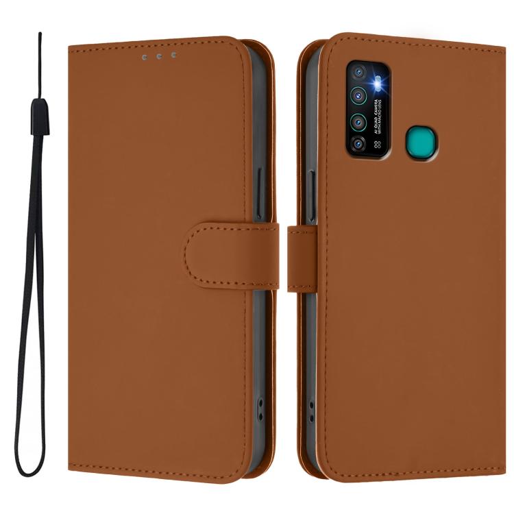 Skin Feel Solid Color Leather Phone Case with Lanyard, For Infinix Hot 9 / 9 Pro