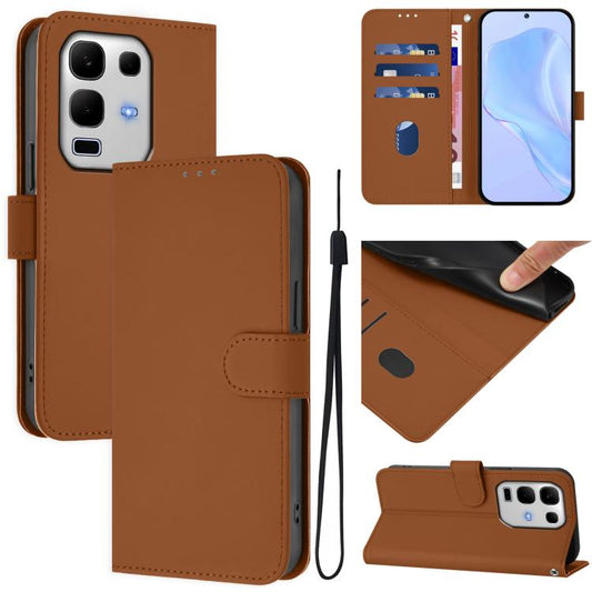 Skin Feel Solid Color Leather Phone Case with Lanyard, For Infinix Note 50S, For Infinix Hot 50i 5G / Smart 9 4G