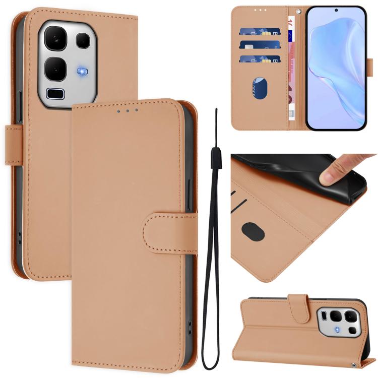 Skin Feel Solid Color Leather Phone Case with Lanyard, For Infinix Note 50S, For Infinix Hot 50i 5G / Smart 9 4G
