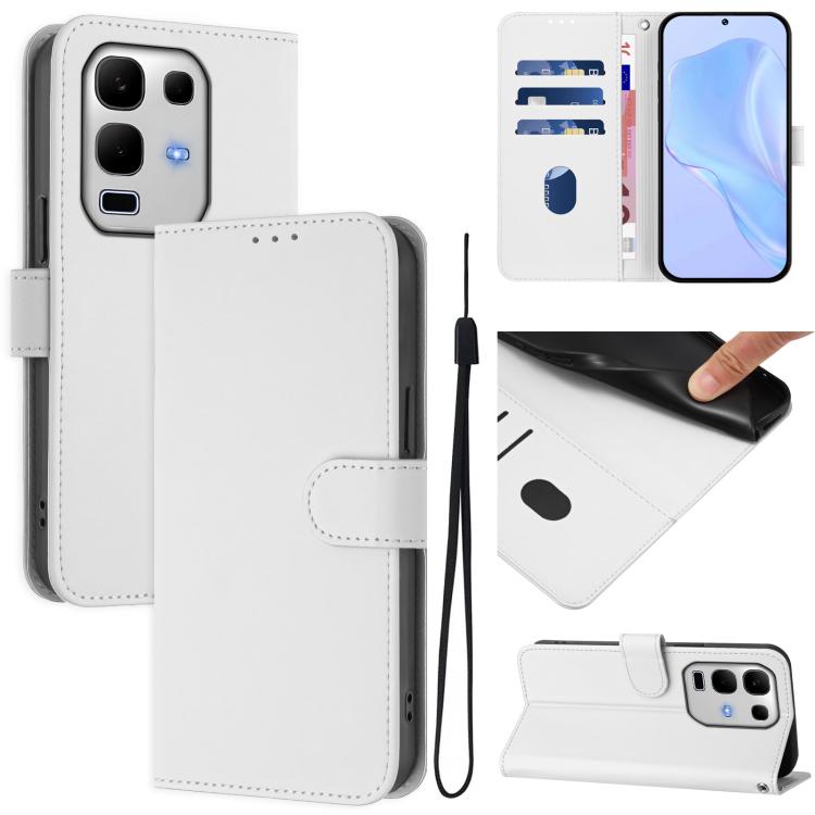 Skin Feel Solid Color Leather Phone Case with Lanyard, For Infinix Note 50S, For Infinix Hot 50i 5G / Smart 9 4G