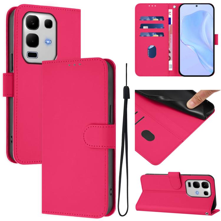 Skin Feel Solid Color Leather Phone Case with Lanyard, For Infinix Note 50S, For Infinix Hot 50i 5G / Smart 9 4G