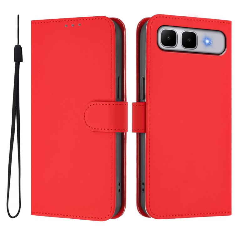 Skin Feel Solid Color Leather Phone Case with Lanyard, For Infinix Hot 60i 5G / Tecno Spark Go 5G, For Infinix Smart 10 Plus