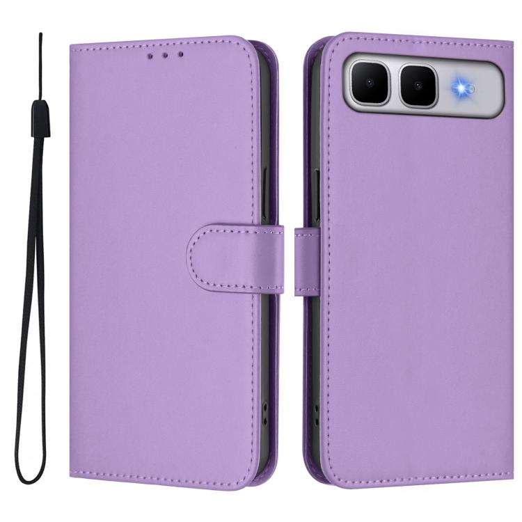 Skin Feel Solid Color Leather Phone Case with Lanyard, For Infinix Hot 60i 5G / Tecno Spark Go 5G, For Infinix Smart 10 Plus