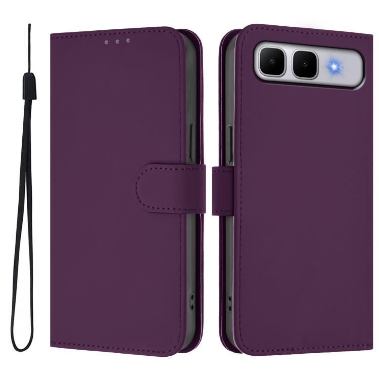 Skin Feel Solid Color Leather Phone Case with Lanyard, For Infinix Hot 60i 5G / Tecno Spark Go 5G, For Infinix Smart 10 Plus