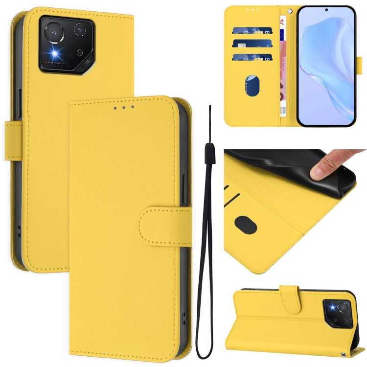 Skin Feel Solid Color Leather Phone Case with Lanyard, For Asus Zenfone 11 Ultra, For Asus ROG Phone 8 / 8 Pro