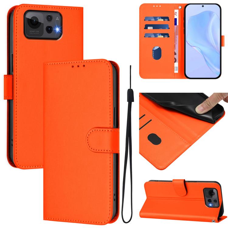 Skin Feel Solid Color Leather Phone Case with Lanyard, For Asus Zenfone 12 Ultra, For Asus ROG Phone 9 / 9 Pro